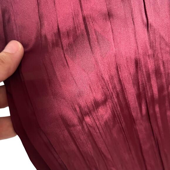 Madewell Mulberry Wine Oversized Short-Sleeve Slip Midi Dress Plissé Size XS - Picture 14 of 15